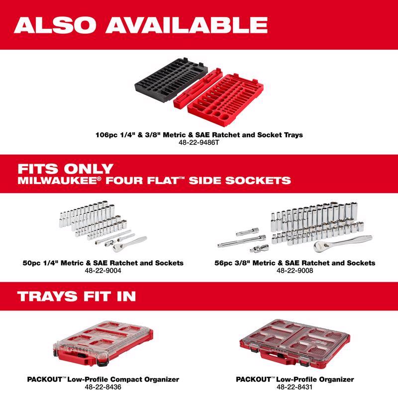 Milwaukee 3/8 in. drive Metric/SAE Mechanics Socket and Ratchet Set 56 pc