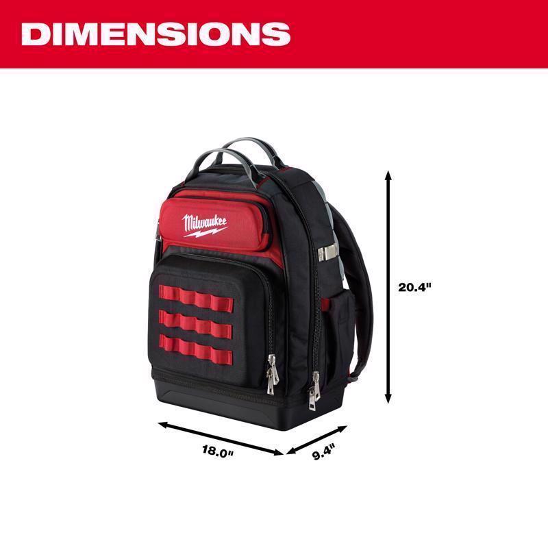 Milwaukee Ultimate Jobsite Ballistic Nylon Backpack 48 pocket Black/Red