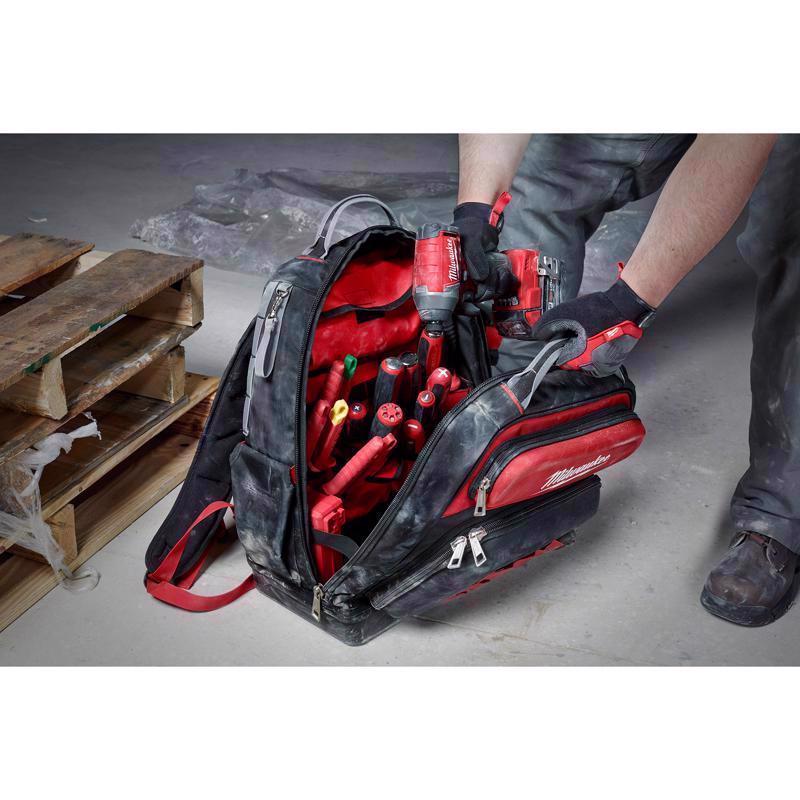 Milwaukee Ultimate Jobsite Ballistic Nylon Backpack 48 pocket Black/Red