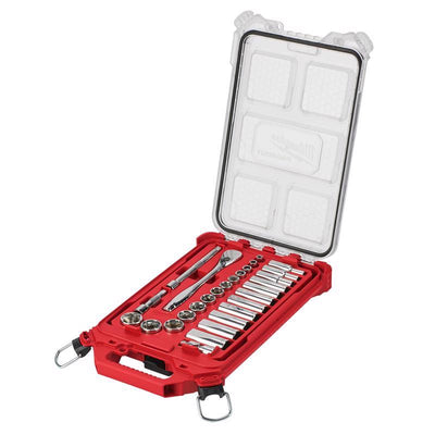 Milwaukee packout 3/8 in. drive SAE 28 Piece Mechanics Ratchet and Socket Set