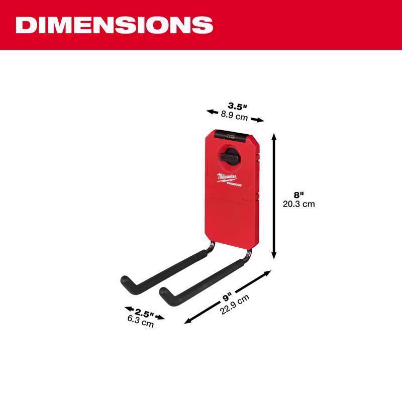 Milwaukee Packout Shop Storage Small Black/Red Plastic 9 in. L Straight Hook 25 lb