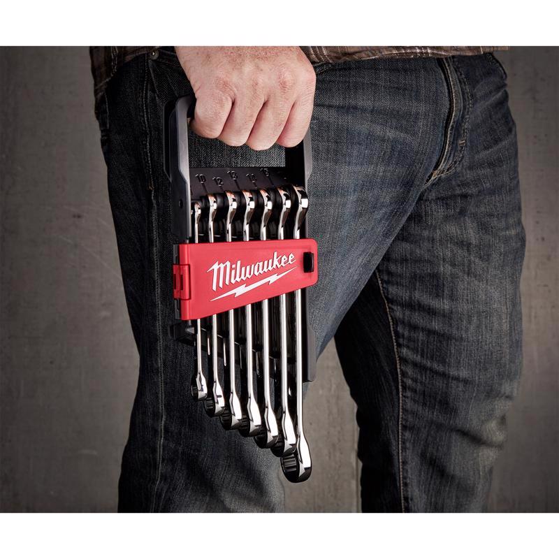 Milwaukee Metric Ratcheting Combination Wrench Set 12 in. L 7 pc
