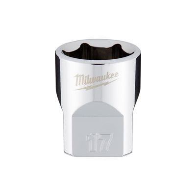 Milwaukee 17 mm X 3/8 in. drive Metric 6 Point Standard Socket