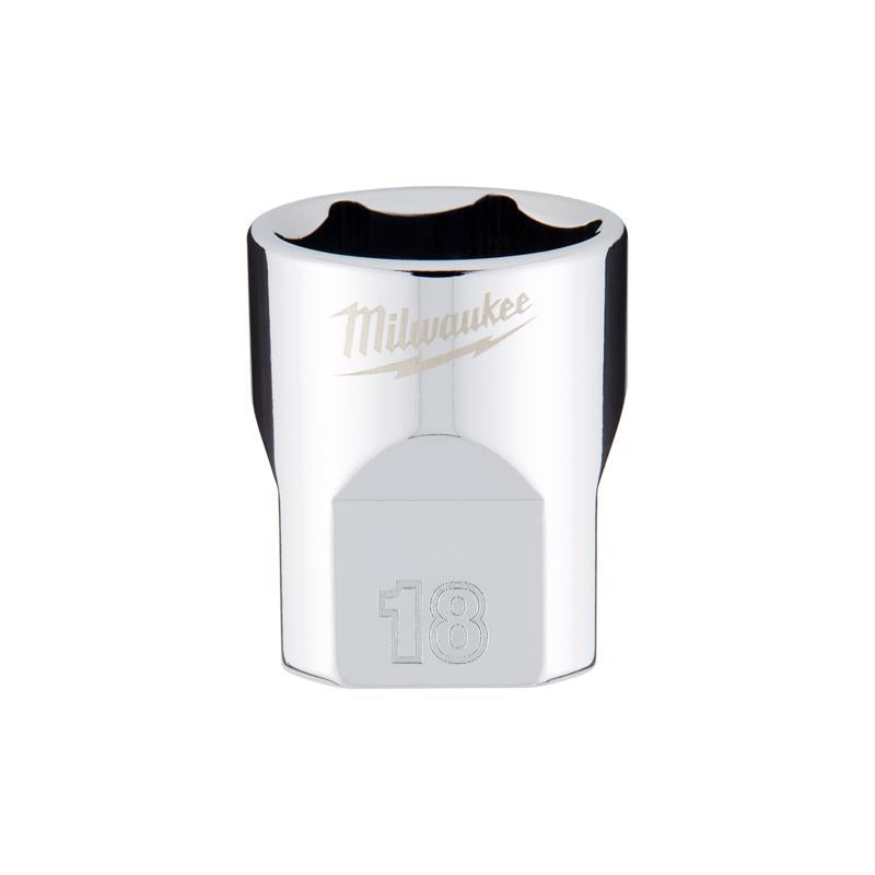 Milwaukee 18 mm X 3/8 in. drive Metric 6 Point Standard Socket