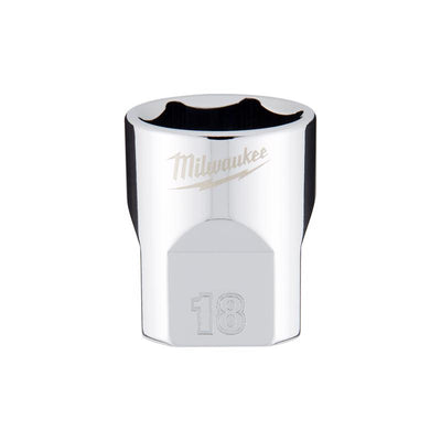Milwaukee 18 mm X 3/8 in. drive Metric 6 Point Standard Socket
