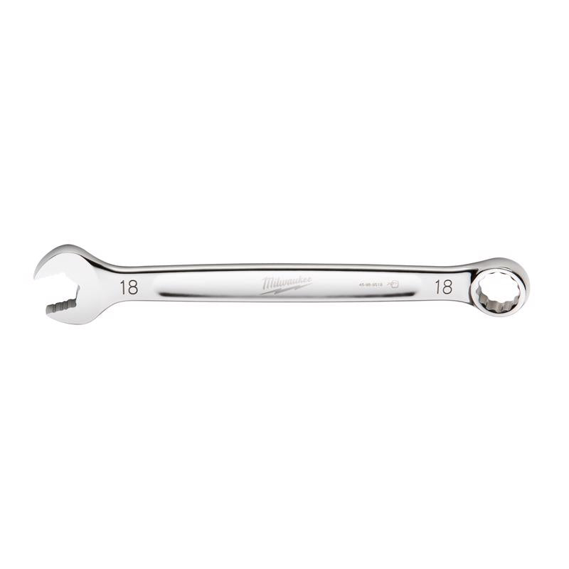 Milwaukee Max Bite 18 mm 6 and 12 Point Metric Combination Wrench 1.58 in. L
