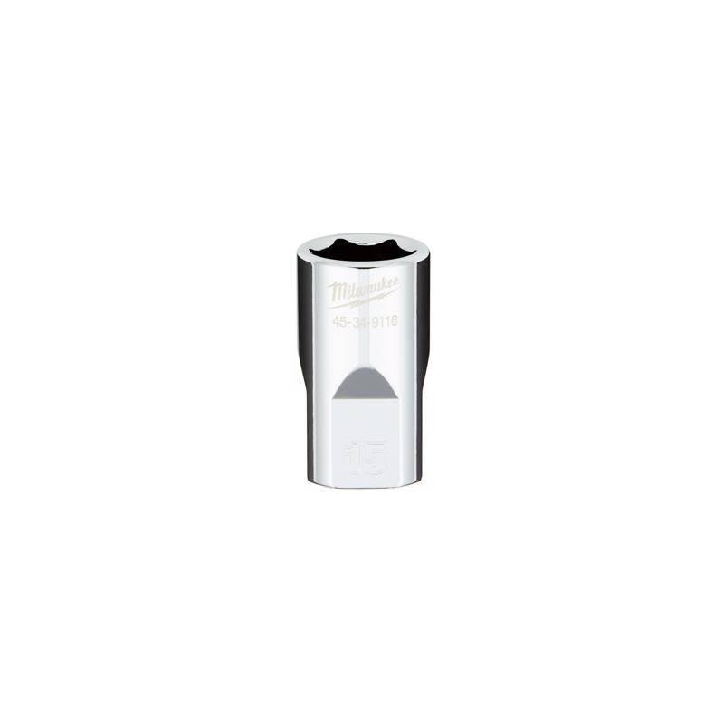 Milwaukee 15 mm X 1/2 in. drive Metric 6 Point Standard Socket