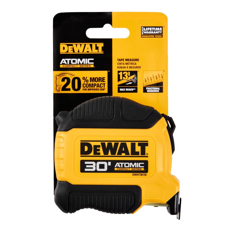 DeWalt Atomic Compact 30 ft. L X 1-1/8 in. W Tape Measure