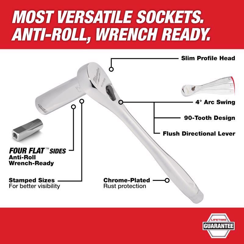 Milwaukee Packout 3/8 in. drive Metric 6 Point Mechanics Socket and Ratchet Set 32 pc