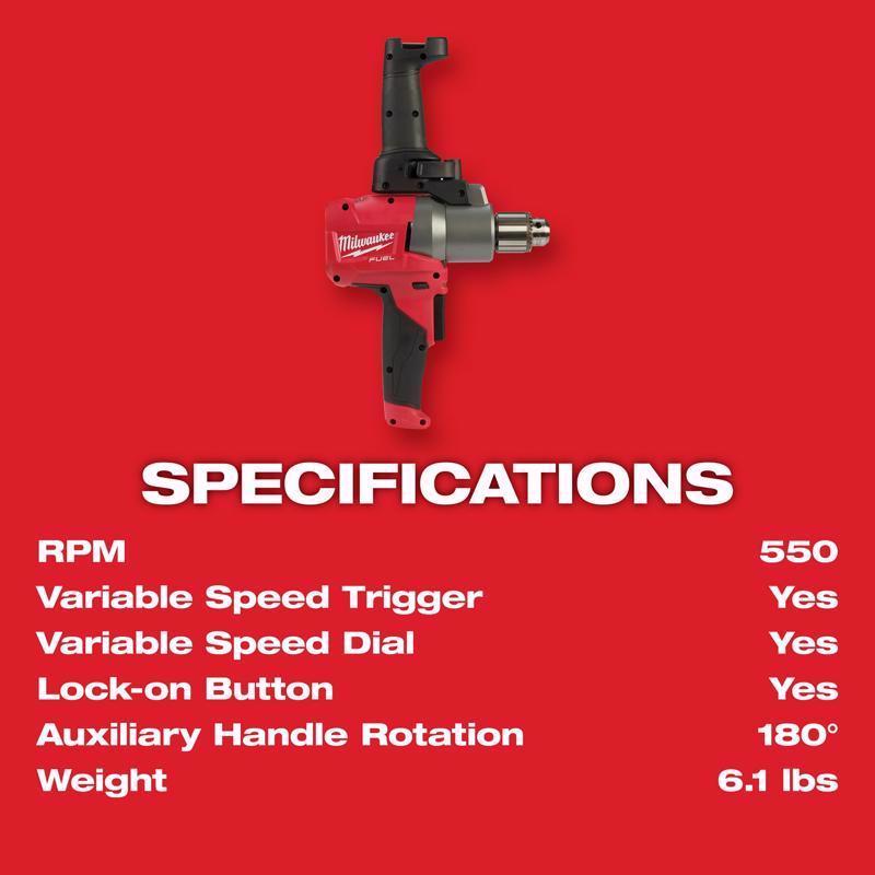Milwaukee M18 FUEL 1/2 in. Brushless Mud Mixer Tool Only
