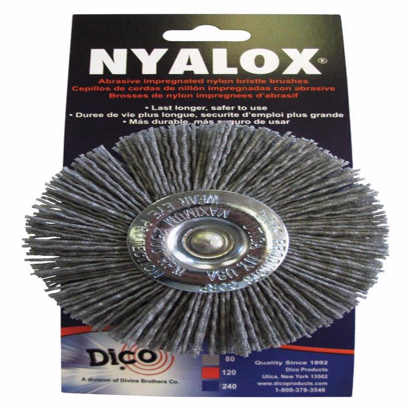 Dico Nyalox 4 in. Coarse Crimped Mandrel Mounted Wheel Brush Nylon 2500 rpm