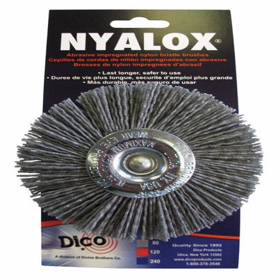 Dico Nyalox 4 in. Coarse Crimped Mandrel Mounted Wheel Brush Nylon 2500 rpm