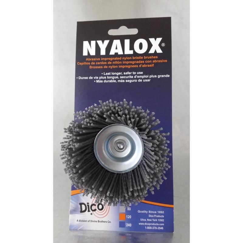 Dico Nyalox 2.5 in. D X 1/4 in. X 1/4 in. D Crimped Nylon Mandrel Mounted Cup Brush 4500 rpm