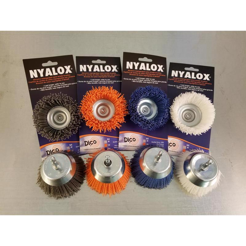Dico Nyalox 2.5 in. D X 1/4 in. X 1/4 in. D Crimped Nylon Mandrel Mounted Cup Brush 4500 rpm