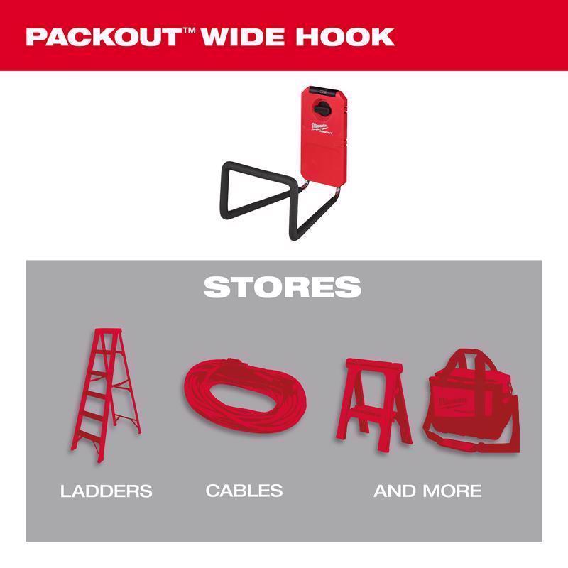 Milwaukee Packout Small Black/Red Plastic 9.5 in. L Wide Hook
