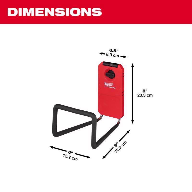 Milwaukee Packout Small Black/Red Plastic 9.5 in. L Wide Hook