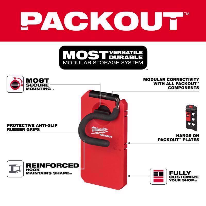 Milwaukee Packout Small Black/Red Plastic 8 in. L S-Hook
