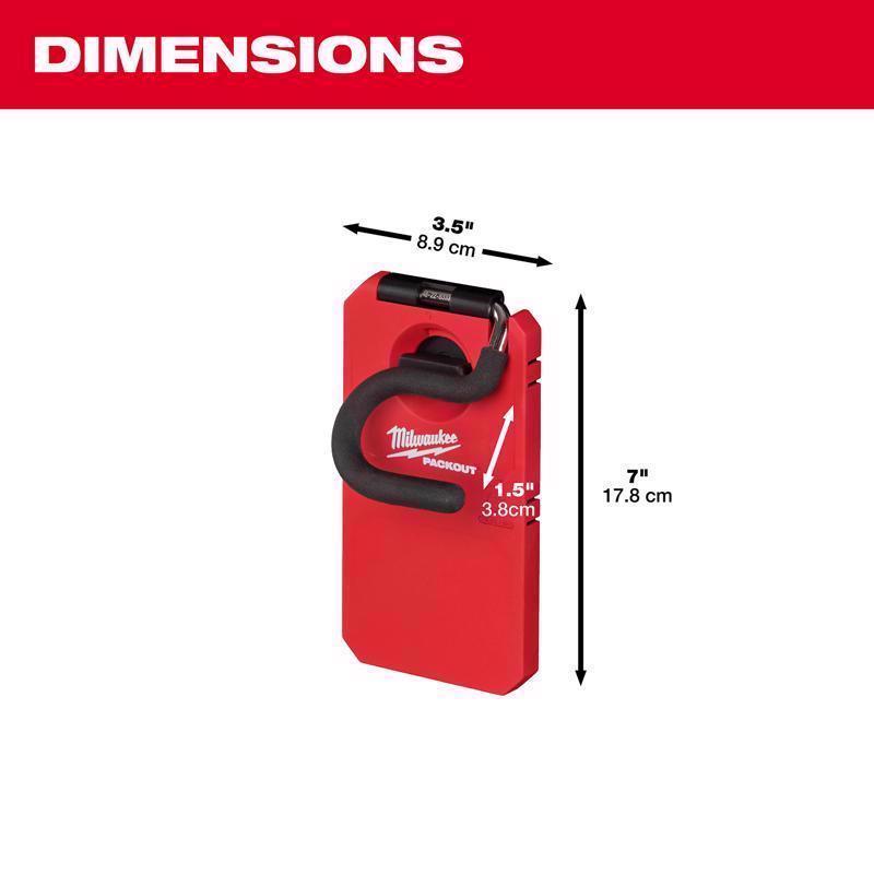 Milwaukee Packout Small Black/Red Plastic 8 in. L S-Hook