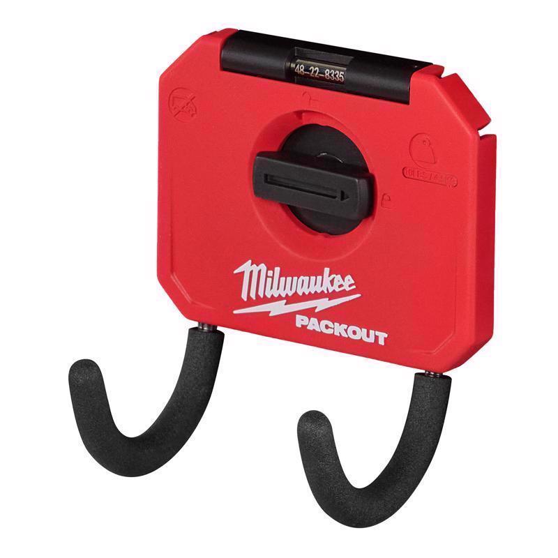Milwaukee Packout Small Black/Red Plastic 3 in. L Curved Hook 15 lb