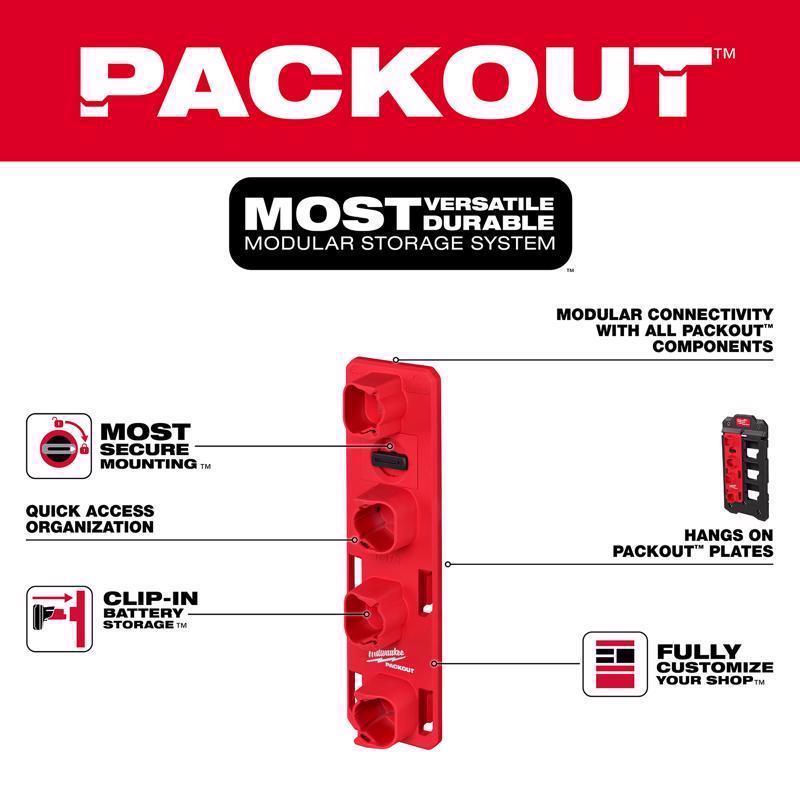 Milwaukee Packout Garage Organizer Battery Rack Black/Red