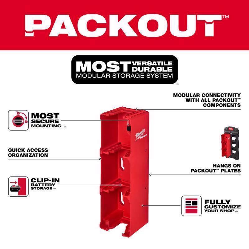 Milwaukee Packout Garage Organizer Battery Rack Black/Red
