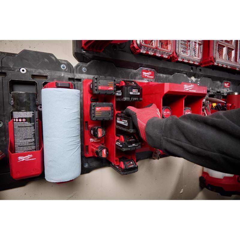 Milwaukee Packout Garage Organizer Battery Rack Black/Red