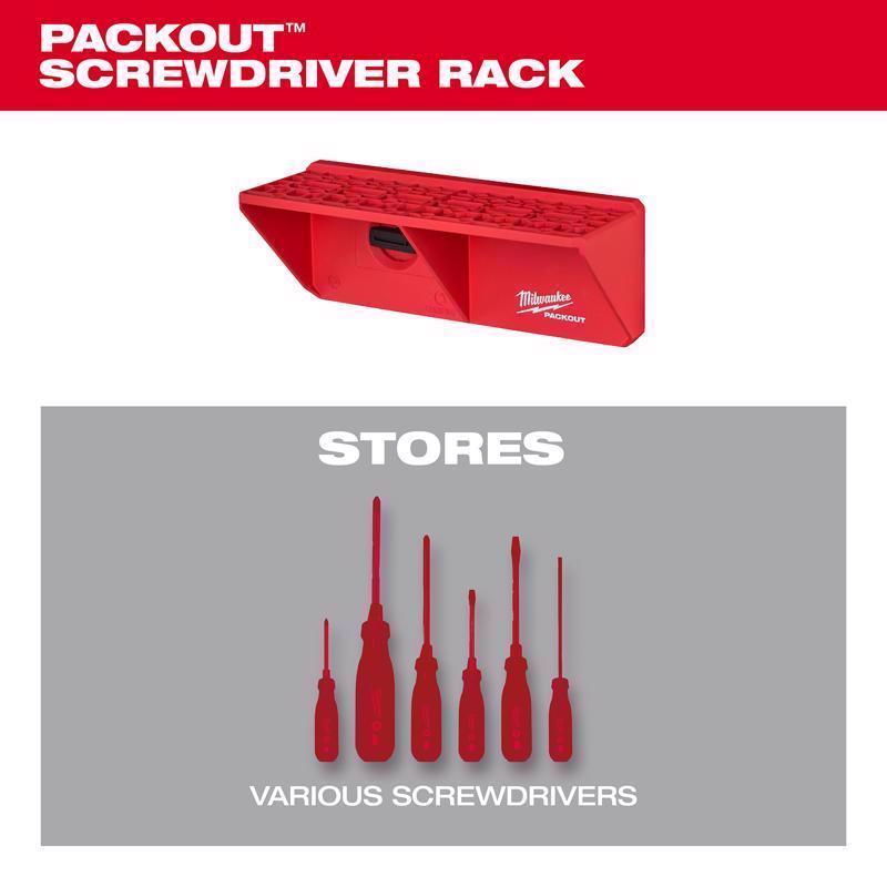 Milwaukee Packout Garage Organizer Screwdriver Rack Black/Red