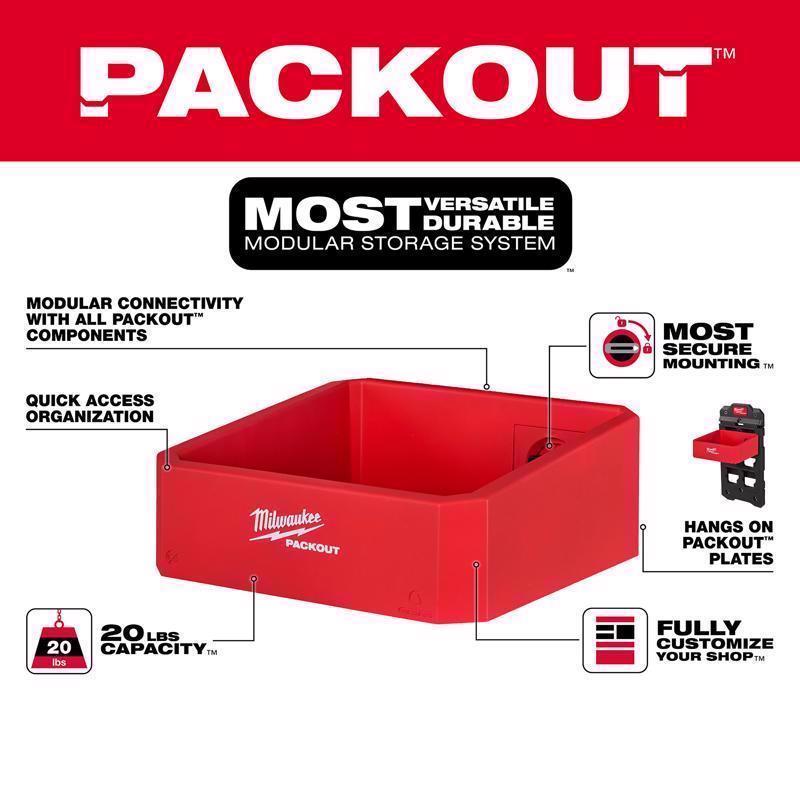 Milwaukee Packout Shop Storage Garage Organizer Compact Shelf Black/Red