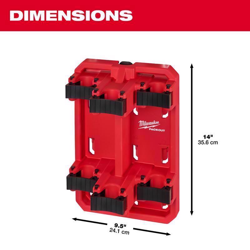 Milwaukee Packout Shop Storage Garage Organizer Long Handle Tool Rack Black/Red