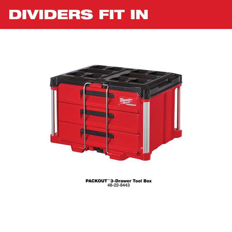 Milwaukee Packout Drawer Dividers Plastic 9 compartments Black