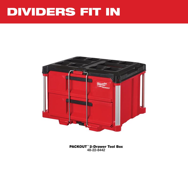 Milwaukee Packout Drawer Dividers Plastic 9 compartments Black