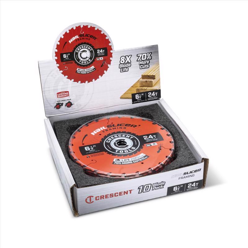 Crescent NailSlicer 6-1/2 in. D X 5/8 in. Framing Carbide Circular Saw Blade 24 teeth 10 pk