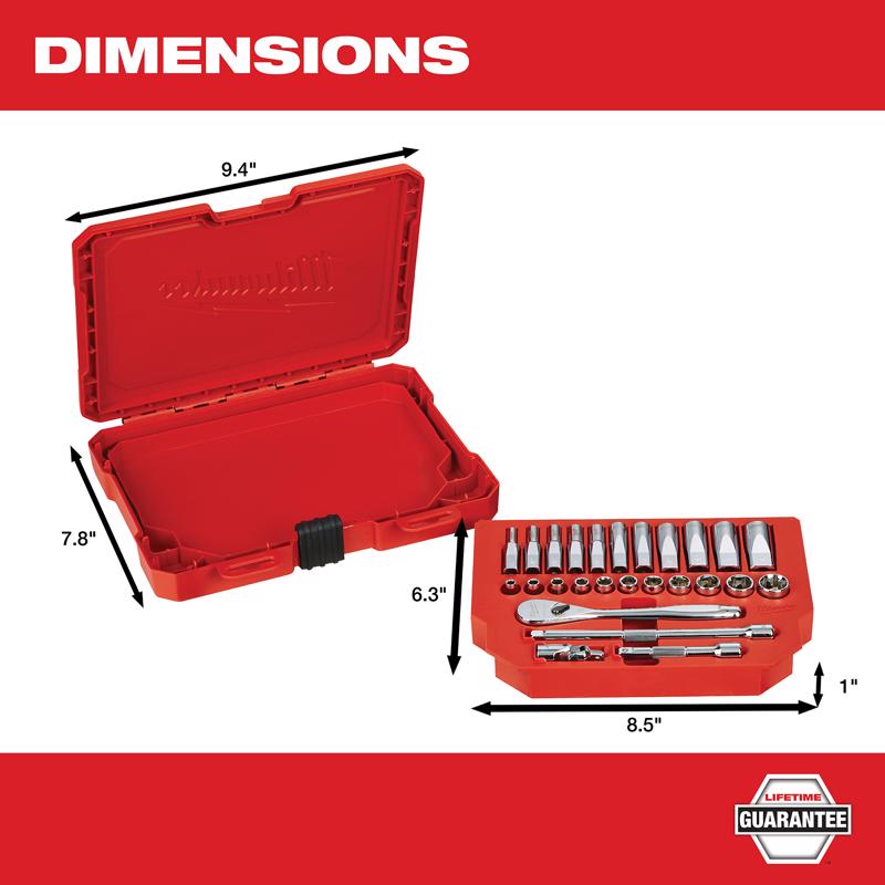 Milwaukee 1/4 in. drive SAE Mechanics Ratchet and Socket Set 90 teeth