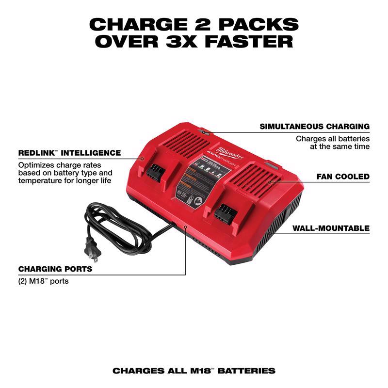 Milwaukee M18 18 V Simultaneous Rapid Dual Battery Charger