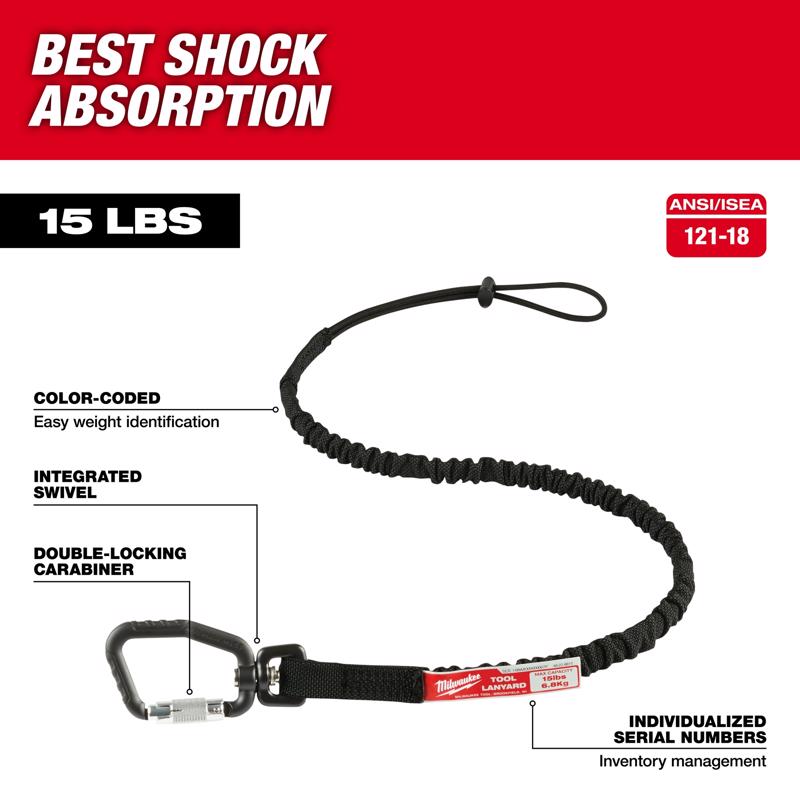 Milwaukee Aluminum/Nylon Black Locking Tool Lanyard