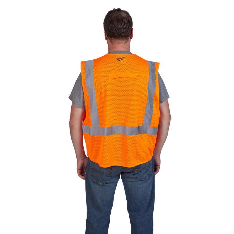 Milwaukee Reflective Class 2 with 10 Pockets Safety Vest Hi-Viz Orange L/XL