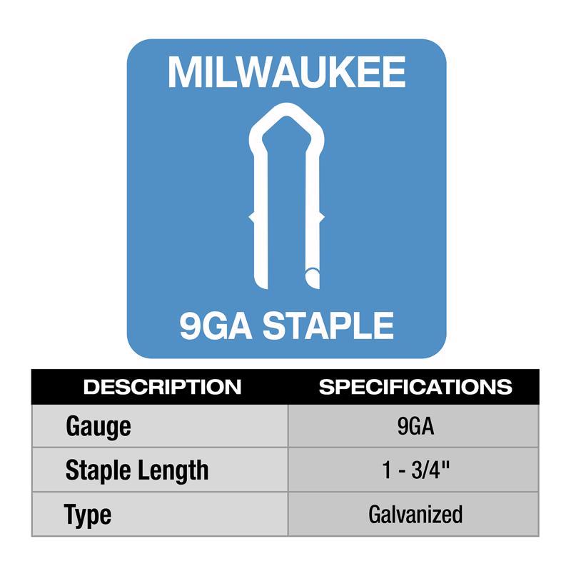 Milwaukee 3/4 in. W X 1-3/4 in. L 9 Ga. Diamond Crown Staples