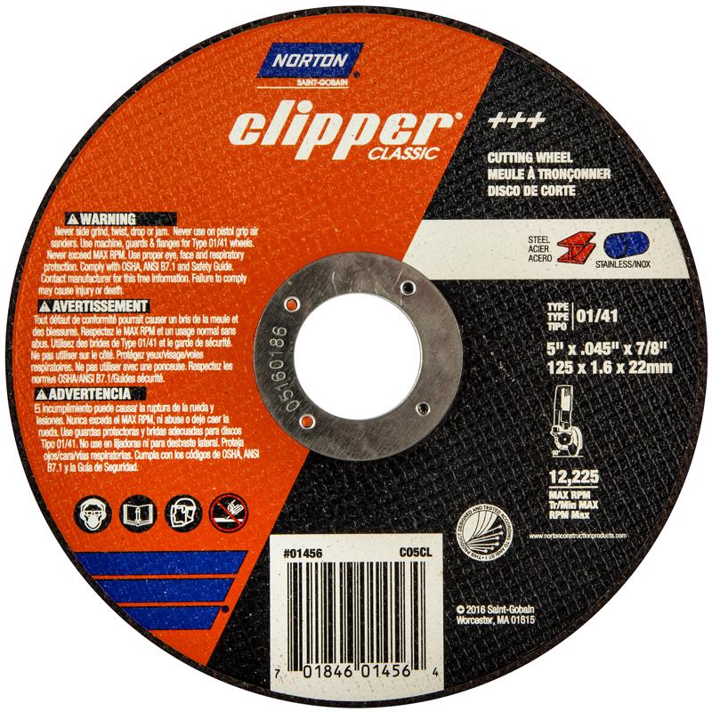 Norton Clipper 5 in. D X 7/8 in. X 0.040 in. thick Aluminum Oxide Classic Cut-Off Wheel