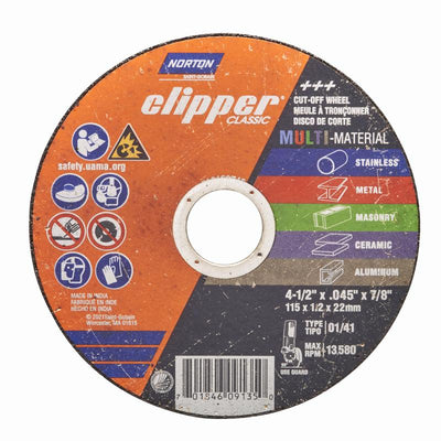 Norton Clipper 4-1/2 in. D X 7/8 in. Aluminum Oxide/Silicon Carbide Classic Cut-Off Wheel