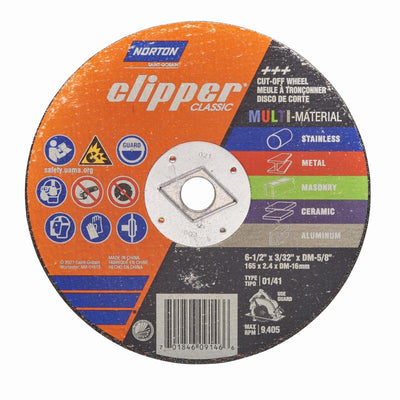 Norton Clipper 6-1/2 in. D X 5/8 in. Aluminum Oxide/Silicon Carbide Classic Cut-Off Wheel