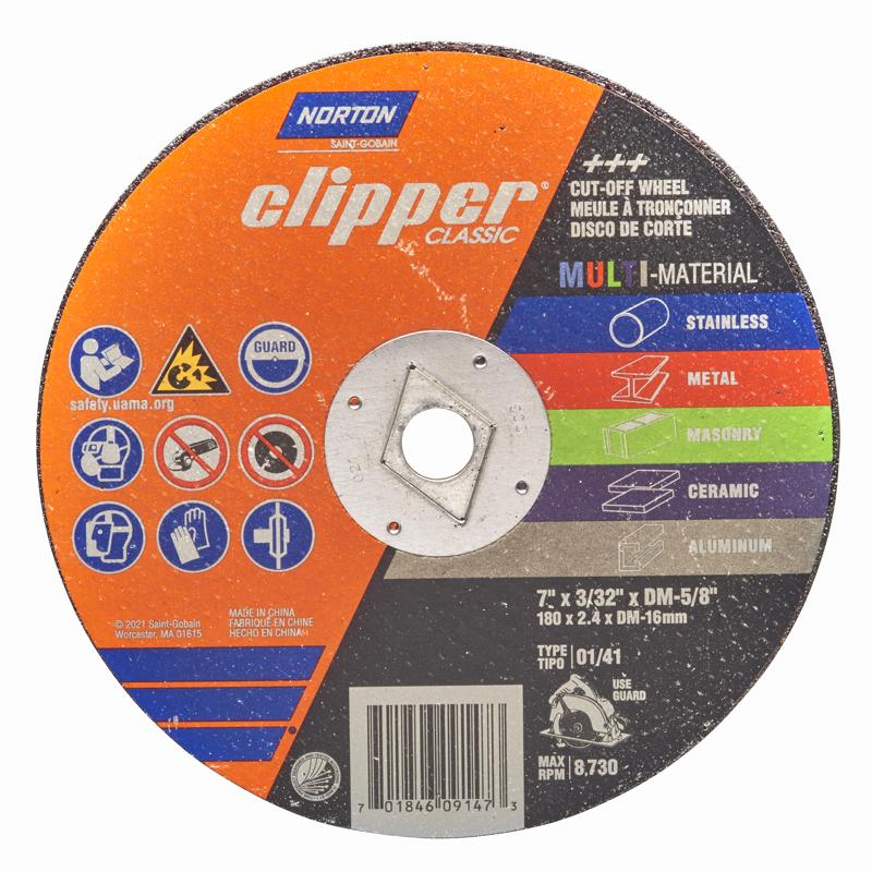 Norton Clipper 7 in. D X 5/8 in. Aluminum Oxide/Silicon Carbide Classic Cut-Off Wheel