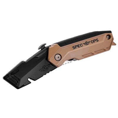 Spec Ops 6.25 in. Folding Utility Knife Black/Tan