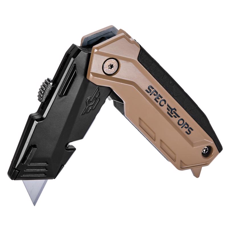 Spec Ops 6.25 in. Folding Utility Knife Black/Tan