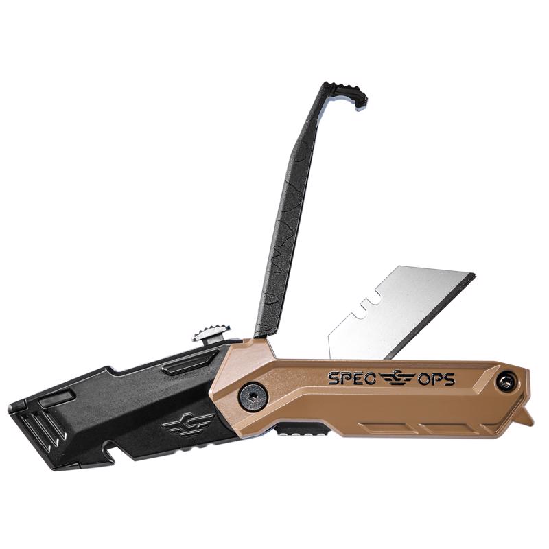 Spec Ops 6.25 in. Folding Utility Knife Black/Tan