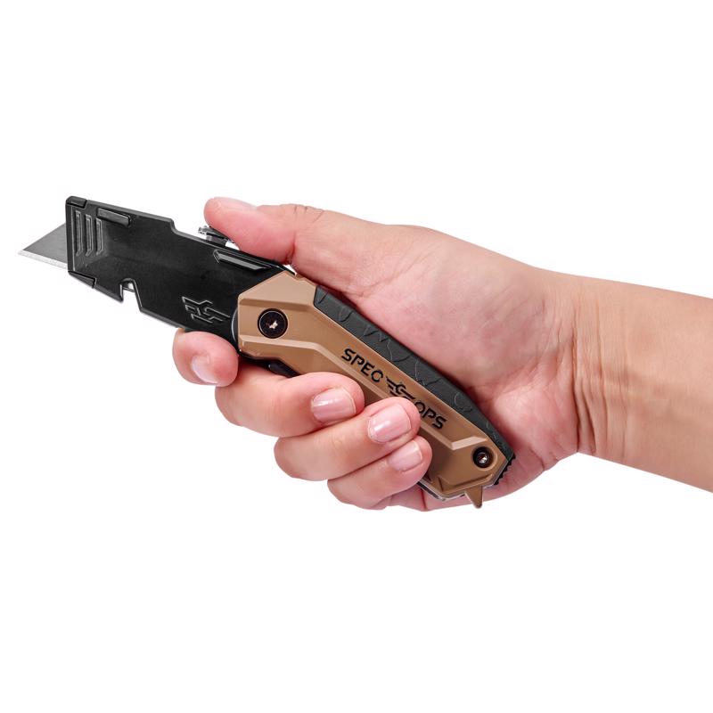 Spec Ops 6.25 in. Folding Utility Knife Black/Tan