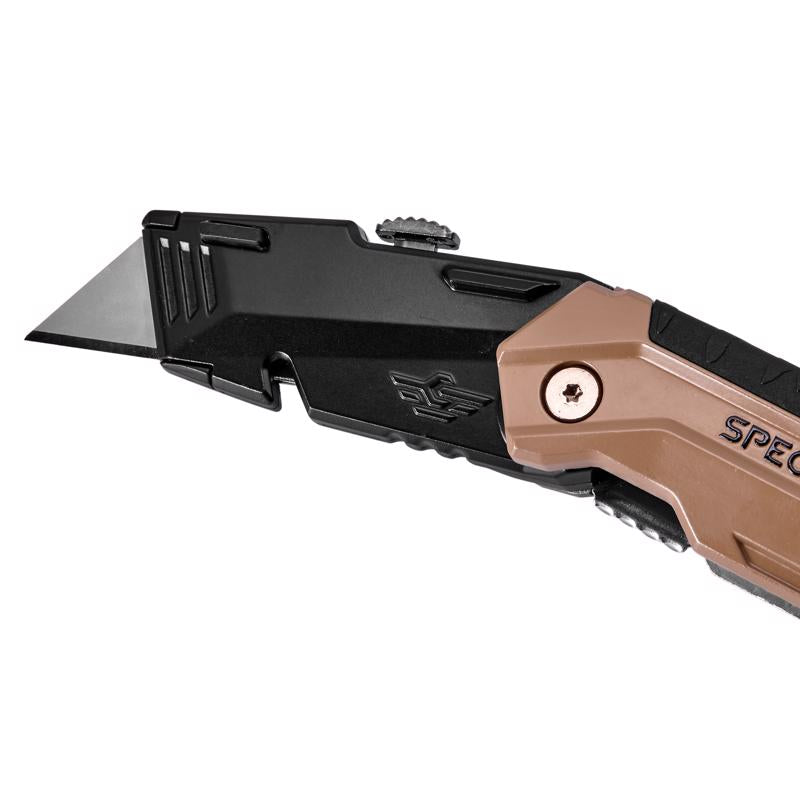 Spec Ops 6.25 in. Folding Utility Knife Black/Tan