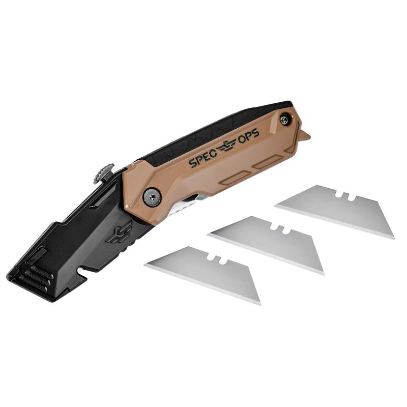 Spec Ops 6.25 in. Folding Utility Knife Black/Tan