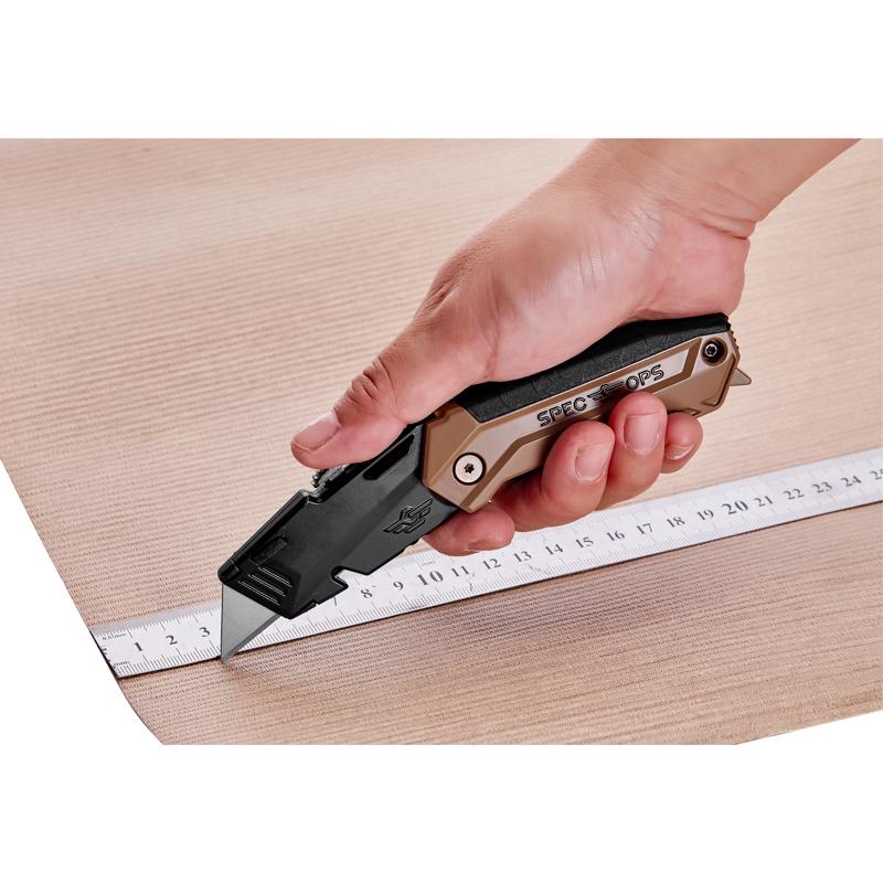 Spec Ops 6.25 in. Folding Utility Knife Black/Tan