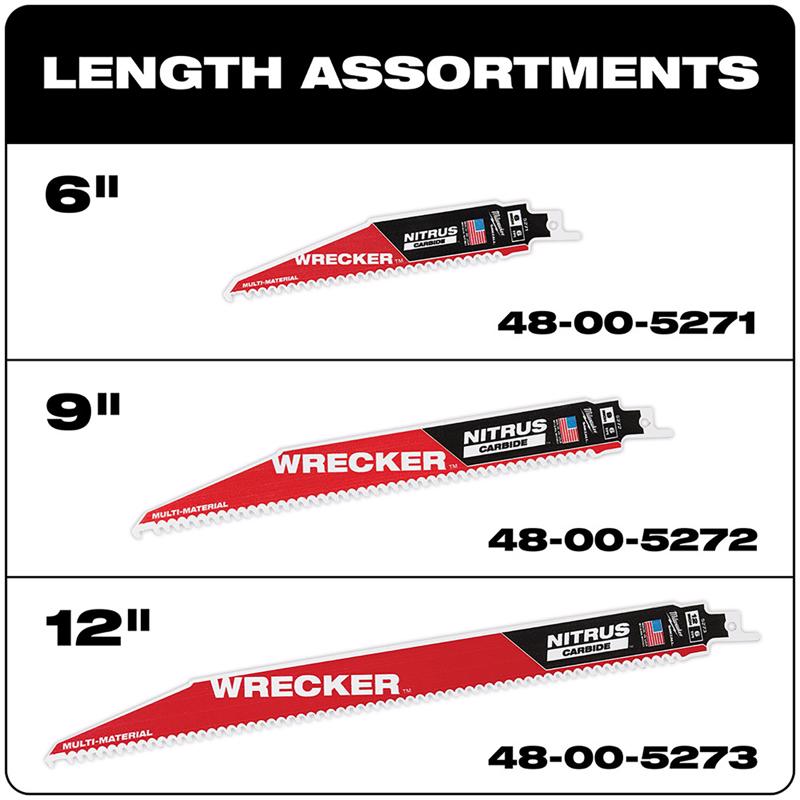 Milwaukee Wrecker 9 in. Nitrus Carbide Sawzall Reciprocating Saw Blade 6 TPI