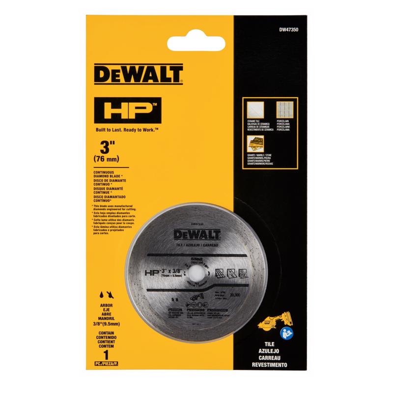 DeWalt 3 in. D X 3/8 in. Diamond/Metal Continuous HP Tile Blade